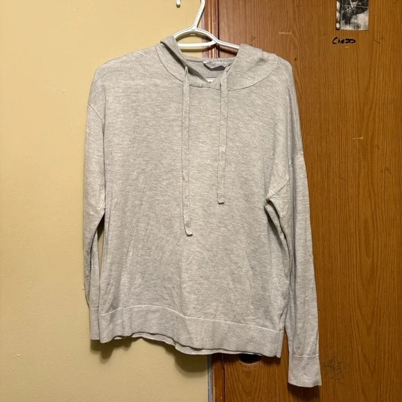 Cashmere Blend Hoodie Women's Light Gray Hoodie Sweater - Picture 2 of 9